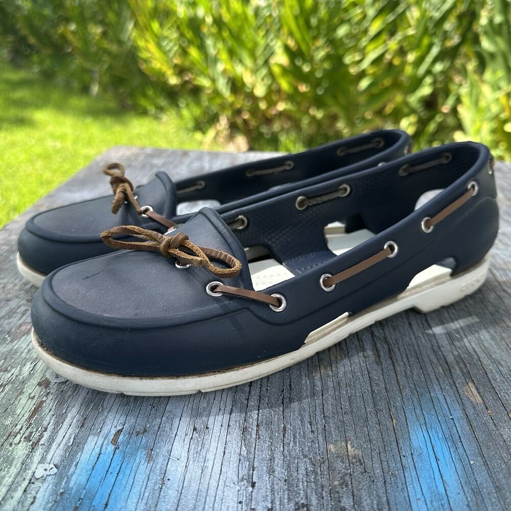 Crocs Women’s 9 Classic Boat Casual Slip-on Shoes Navy Blue 975